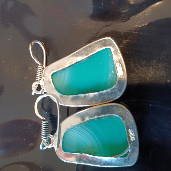 Aqua Blue Stone Drop Earrings - Picture 2 of 2